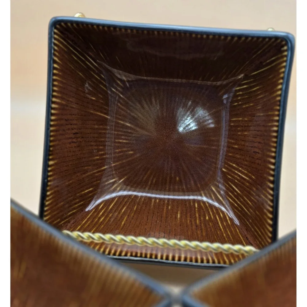 Ceramic Square Bowls 3‎ Black & Brown Cinnamon Square